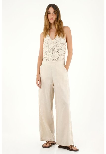 Tennis Enterizo Tipo Wide Leg Crudo Para Mujer