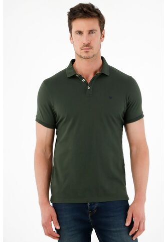 Tennis Polo Verde Cuello Tejido Para Hombre Tennis