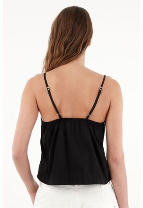 Tennis Camisa Con Escote En V Negra Para Mujer