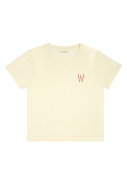 Camiseta Crudo Con Bordado Decorativo Para Mujer
