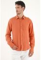 Tennis Camisa Naranja En 100% Lino Para Hombre de Tennis