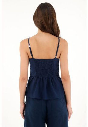 Tennis Camisa De Tiras Con Detalle Bordado Azul Para Mujer