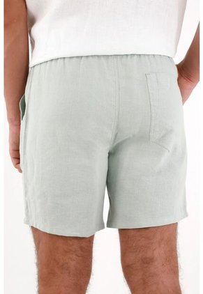 Tennis Bermuda En Lino Ajustable Con Cordón Verde Para Hombre