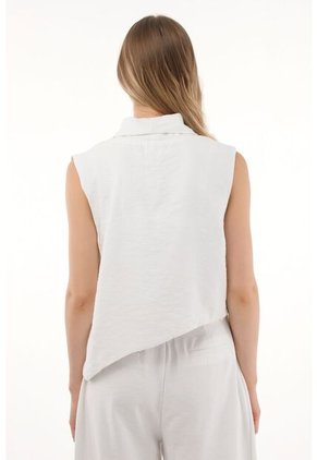 Tennis Chaleco Asimétrico Con Solapa Blanco Para Mujer