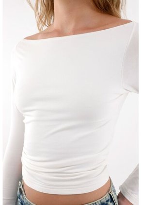 Tennis Camiseta Manga Larga Ajustada Crudo Para Mujer