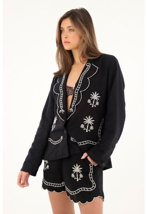 Tennis Blazer Negro Con Bordados Para Mujer