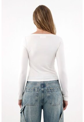 Tennis Camiseta Manga Larga Ajustada Crudo Para Mujer