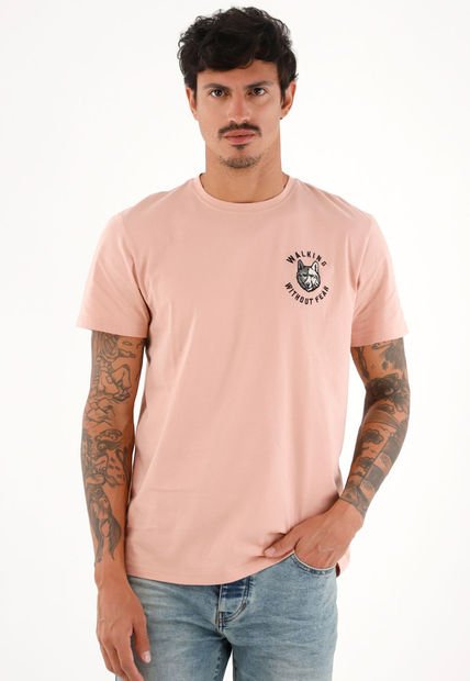 Camiseta Manga Corta Rosada Para Hombre