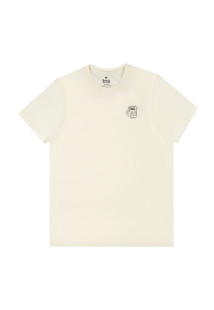 Camiseta Con Estampado En Frente Y Espalda Crudo Para Hombre