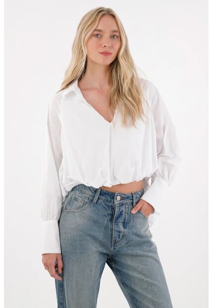 Tennis Camisa De Silueta Tipo Globo Blanca Para Mujer