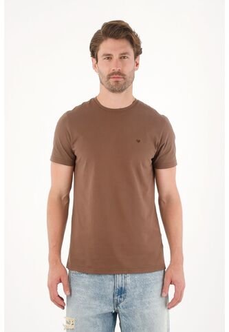 Tennis Camiseta Manga Corta Con Raqueta Bordada Café Para Hombre Tennis