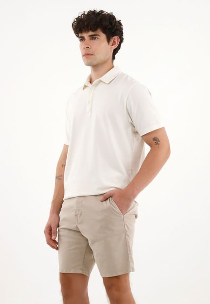 Polo Crudo Con Raqueta Bordada Para Hombre