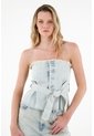 Tennis Camisa Strapless En Demin Azul Para Mujer de Tennis