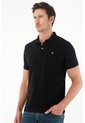 Tennis Polo Slim Fit Negra Licra Para Hombre de Tennis