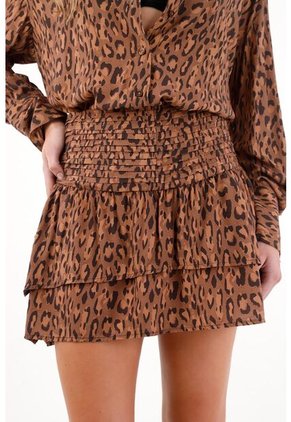 Tennis Falda Corta Con Estampado De Animal Print Multicolor Para Mujer