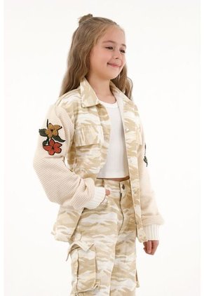 Abrigo Crudo De Estampado Militar Para Niña