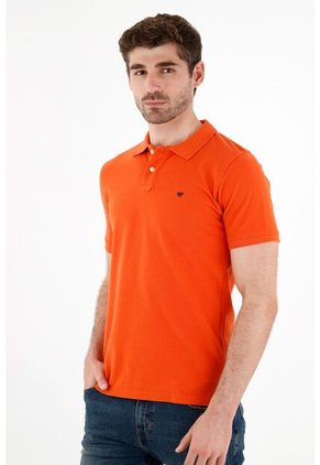 Tennis Polo Naranja Con Raqueta Multicolor Para Hombre