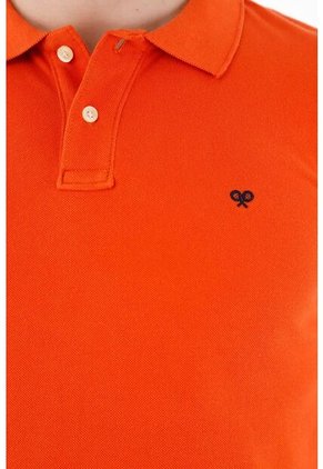 Tennis Polo Naranja Con Raqueta Multicolor Para Hombre
