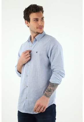 Camisa De Rayas Azul Para Hombre