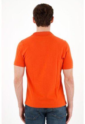 Tennis Polo Naranja Con Raqueta Multicolor Para Hombre