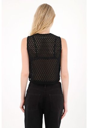 Tennis Chaleco Con Transparencia Negro Para Mujer