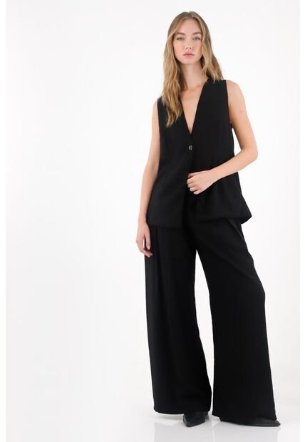 Tennis Chaleco Con Escote En V Negro Para Mujer