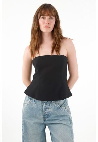 Tennis Camisa Strapless En Silueta A Negra Para Mujer Tennis