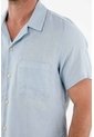 Tennis Camisa Tipo Bowling En Lino Azul Para Hombre de Tennis