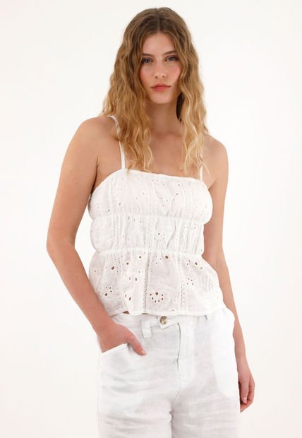 Camisa Crudo En Ojalillo De Tiras Para Mujer