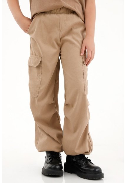 Pantalón Tipo Parachute Crudo Para Niña