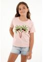Camiseta Rosada Estampado Palmeras Para Niña de Tennis