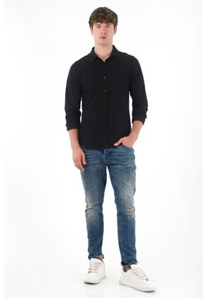 Tennis Camisa Clásica En Tejido De Punto Negra Para Hombre