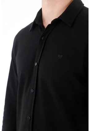 Tennis Camisa Clásica En Tejido De Punto Negra Para Hombre