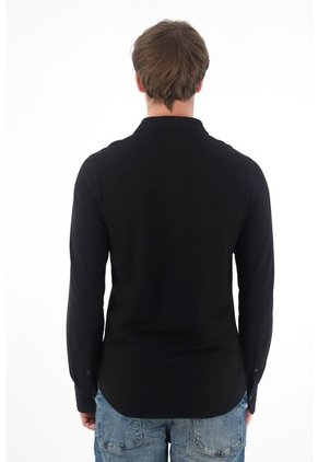 Tennis Camisa Clásica En Tejido De Punto Negra Para Hombre