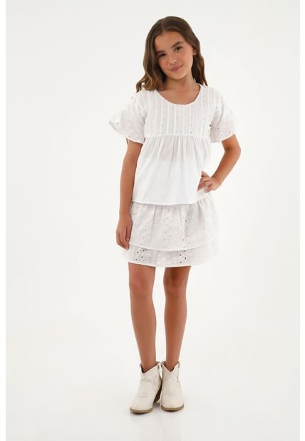 Camisa Blanca De Silueta Amplia Para Niña