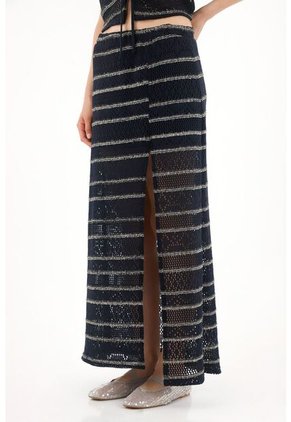 Tennis Falda Larga Tejida Con Diseño A Rayas Para Mujer