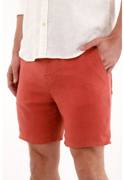Tennis Bermuda En 100% Lino Naranja Para Hombre