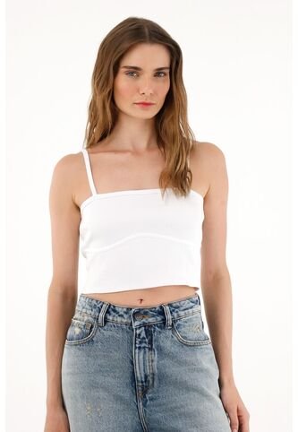 Tennis Camiseta Tipo Crop Blanca Para Mujer Tennis