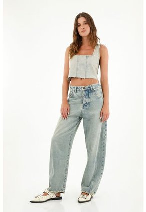 Tennis Camisa Crop En Denim Tipo Corsé Para Mujer