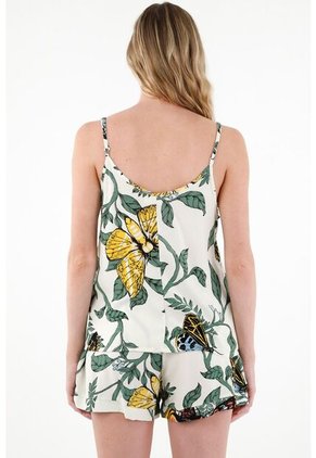 Pijama Corta Con Estampado De Mariposas Para Mujer
