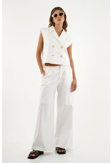 Tennis Chaleco Blanco Tipo Sastre Para Mujer