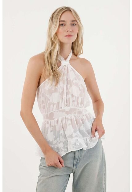 Tennis Camisa En Tela Chifón Halter Crudo Para Mujer