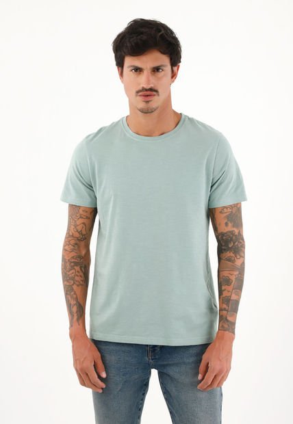 Camiseta En Tela Jersey Verde Para Hombre