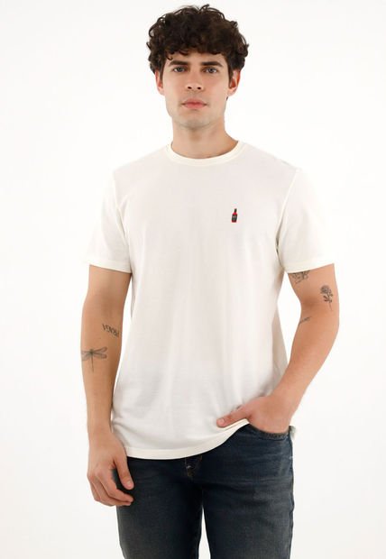 Camiseta Básica Crudo Con Estampado Para Hombre