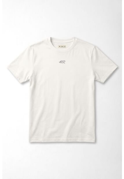 Tennis Camiseta Fit Recto Con Mini Tigre En Algodón Blanco Para Mujer