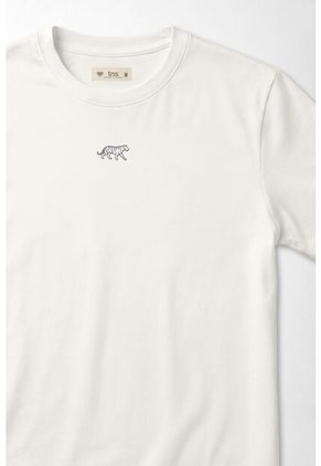 Tennis Camiseta Fit Recto Con Mini Tigre En Algodón Blanco Para Mujer