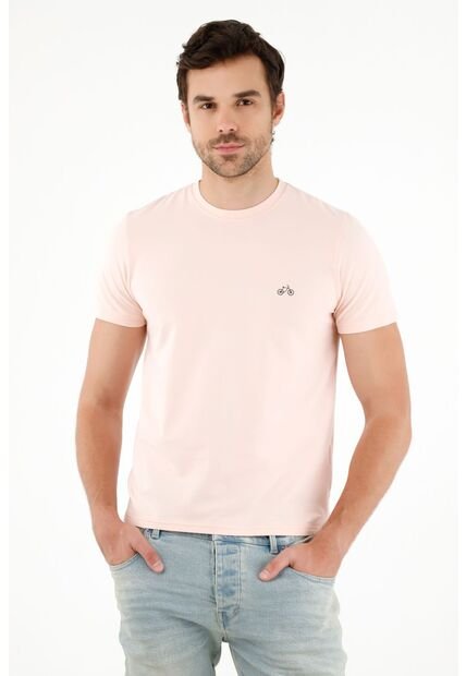 Camiseta Rosada Cuello Redondo Para Hombre