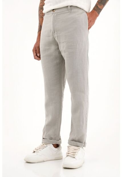 Tennis Pantalón Chino En 100% Lino Gris Para Hombre