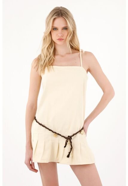 Tennis Vestido Corto En Denim Crudo Para Mujer