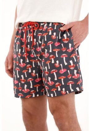 Tennis Pantaloneta De Baño Con Estampado De Hongos Multicolor Para Hombre